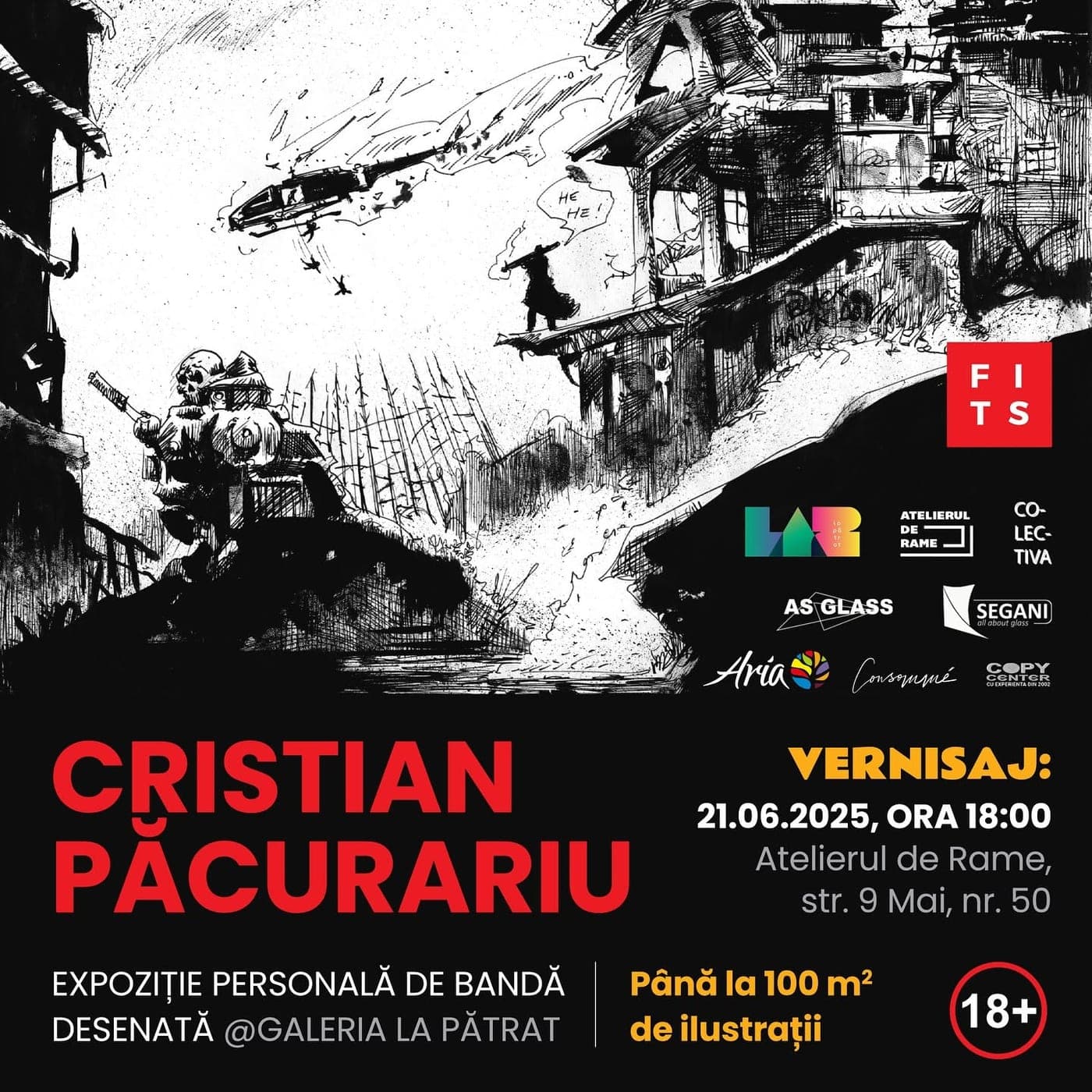 Afiș: Cristian Păcurariu — Bandă desenată — expoziție personală